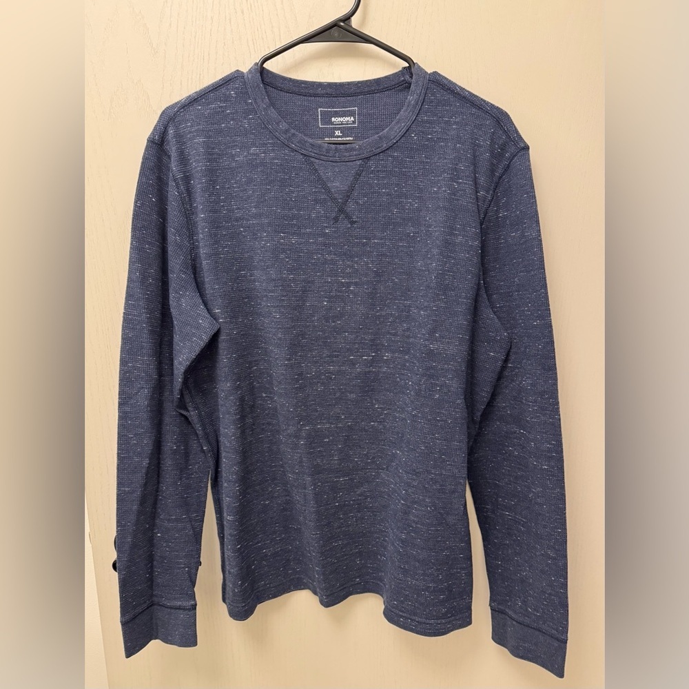 Navy Blue‎ Men's Long Sleeve Henley Sonoma Cotton Blend Size XL